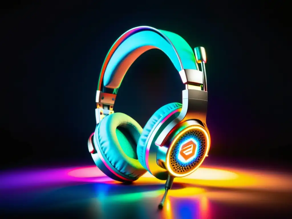 Auriculares gamer con luces LED vibrantes Los auriculares gaming exhiben luces LED vibrantes y diseño moderno
