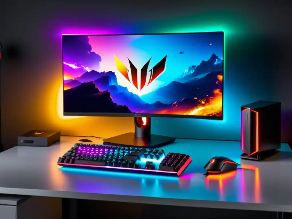 Capturadora de video gaming 8K: emoción y tecnología de vanguardia Una capturadora de video gaming moderna con luces LED vibrantes captura momentos intensos del juego FreeFire en impresionante resolución 8K