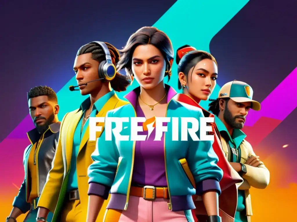 Colaboración dinámica entre marca y Free Fire: un mundo virtual vibrante Colaboraciones creativas marcas Free Fire: Imagen intensa de marca y juego unidos en un mundo virtual vibrante y emocionante