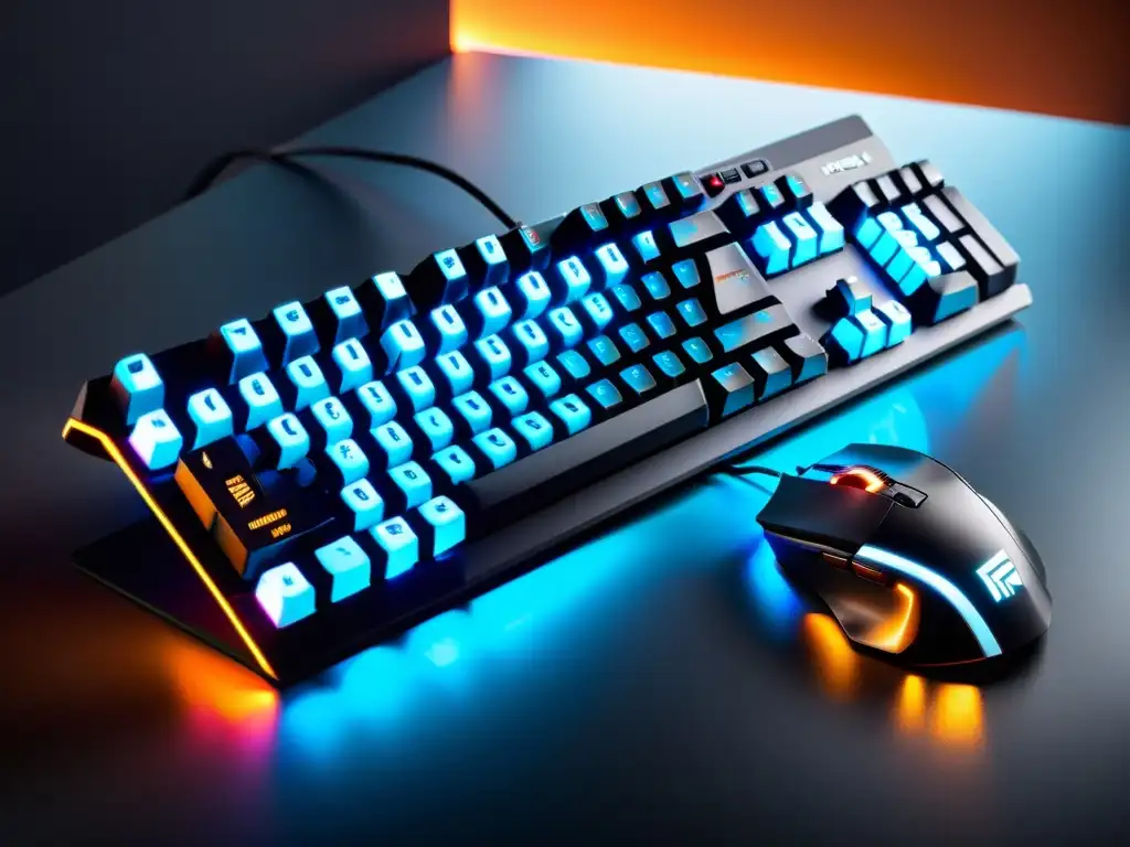 Set de teclado y mouse de gaming FreeFire: diseño ergonómico y luces LED Un combo de teclado y ratón gaming negro con iluminación LED personalizable, en un escenario futurista, destacando el logo FreeFire