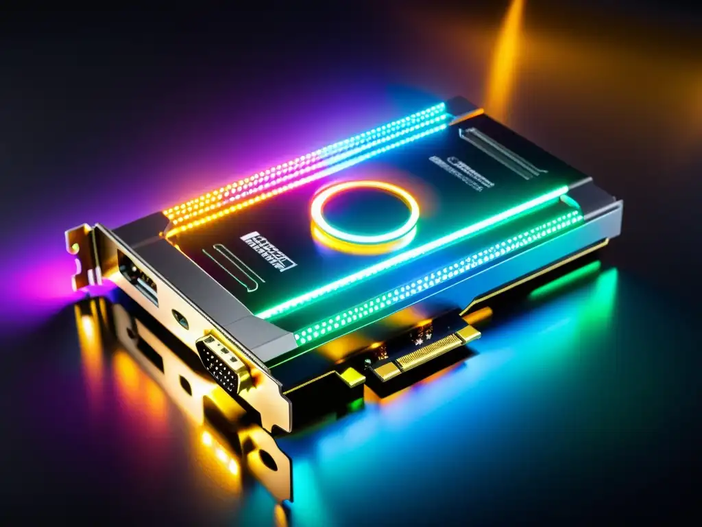 Capturadora de juegos de alta tecnología: diseño moderno, luces LED y circuitos intrincados Detalle ultradetallado de una capturadora de video gaming de alta tecnología con diseño moderno, luces LED, circuitos intrincados y puertos
