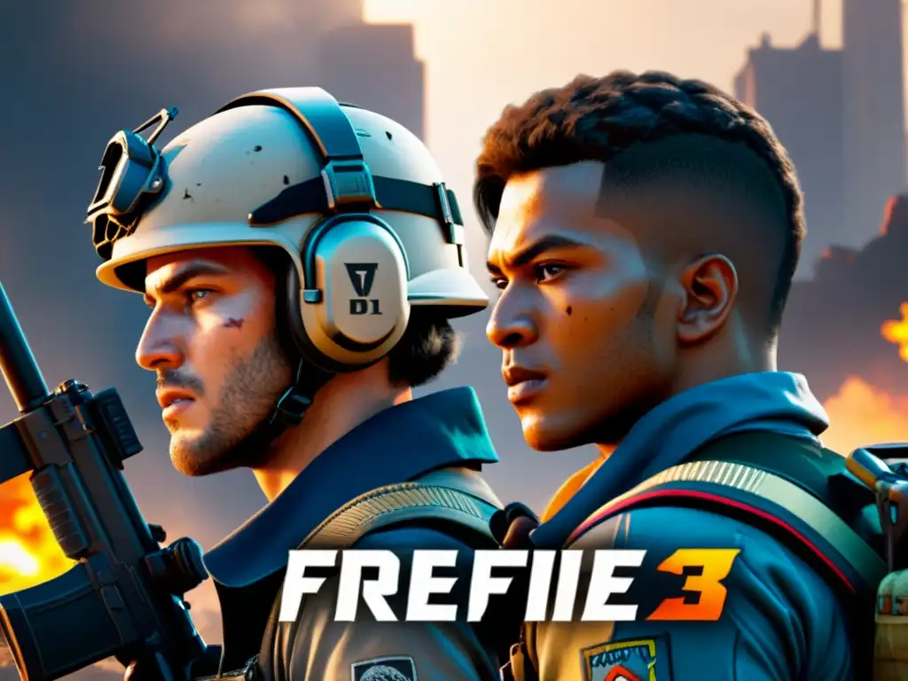 Un equipo de jugadores de FreeFire, equipados y en tensa estrategia para el combate final