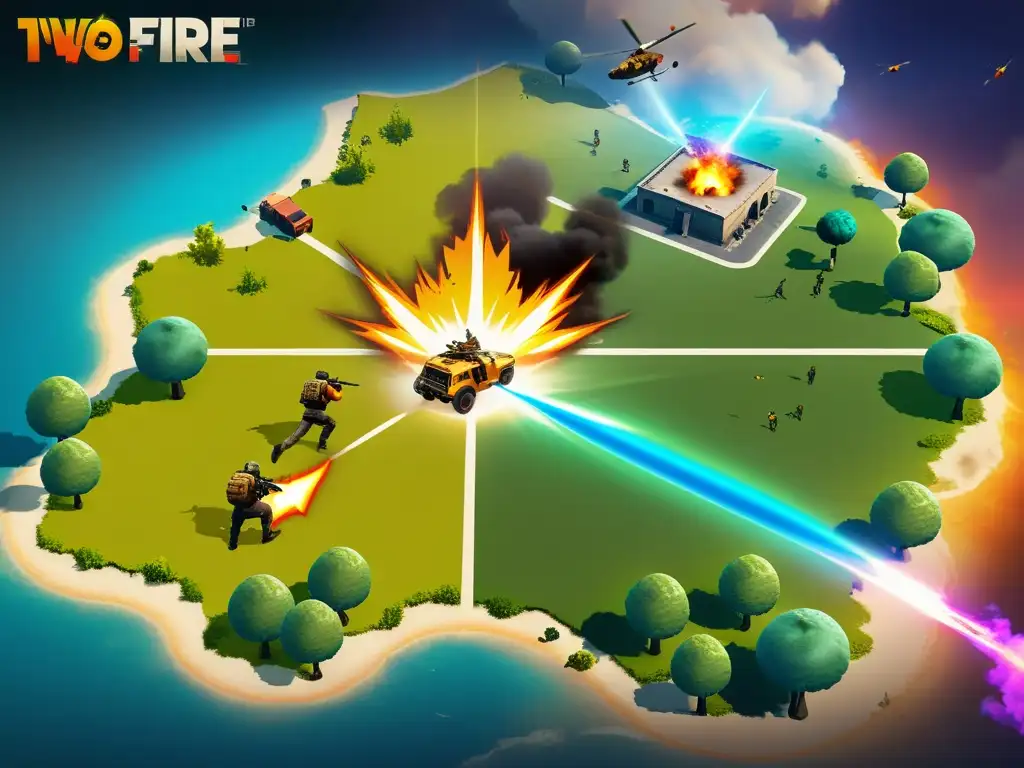 Dos equipos de Free Fire aterrizan en el mapa desde una vista aérea