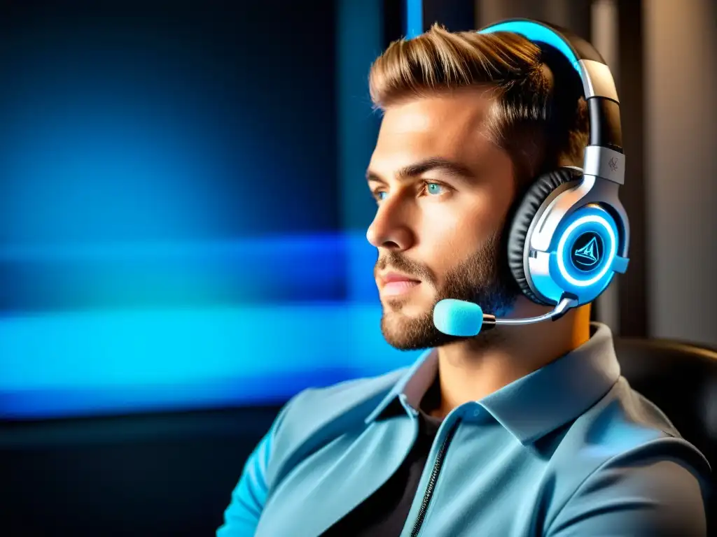 Un gamer profesional muestra la intensa experiencia de juego en Free Fire con auriculares inalámbricos y cableados