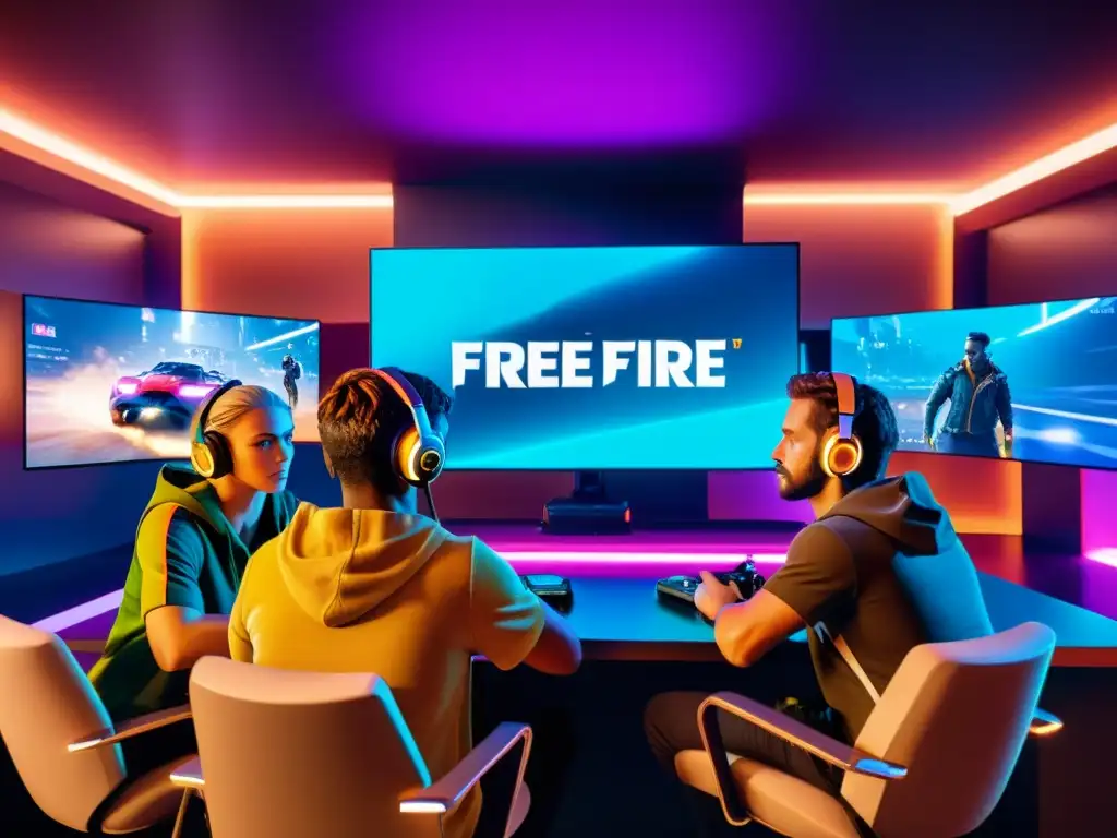 Jugadores de Free Fire absorbidos por la actualización Un grupo de jugadores de Free Fire se concentra en la actualización del juego