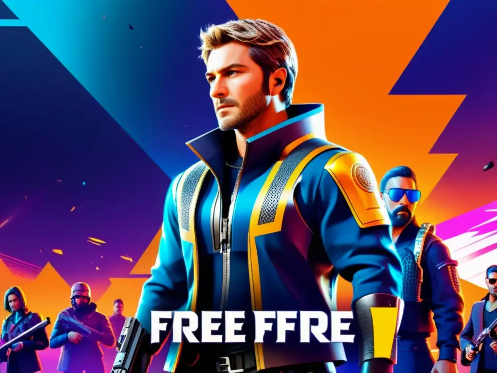 Free Fire: Personaje futurista y armas avanzadas en el campo de batalla Imagen impactante de un personaje en Free Fire con armas y armadura futuristas