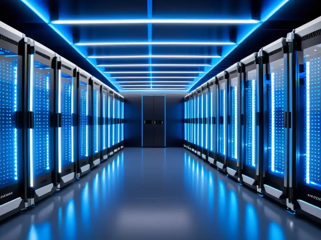 La impresionante infraestructura de servidores en FreeFire muestra una sala futurista llena de tecnología de vanguardia y una red de cables compleja