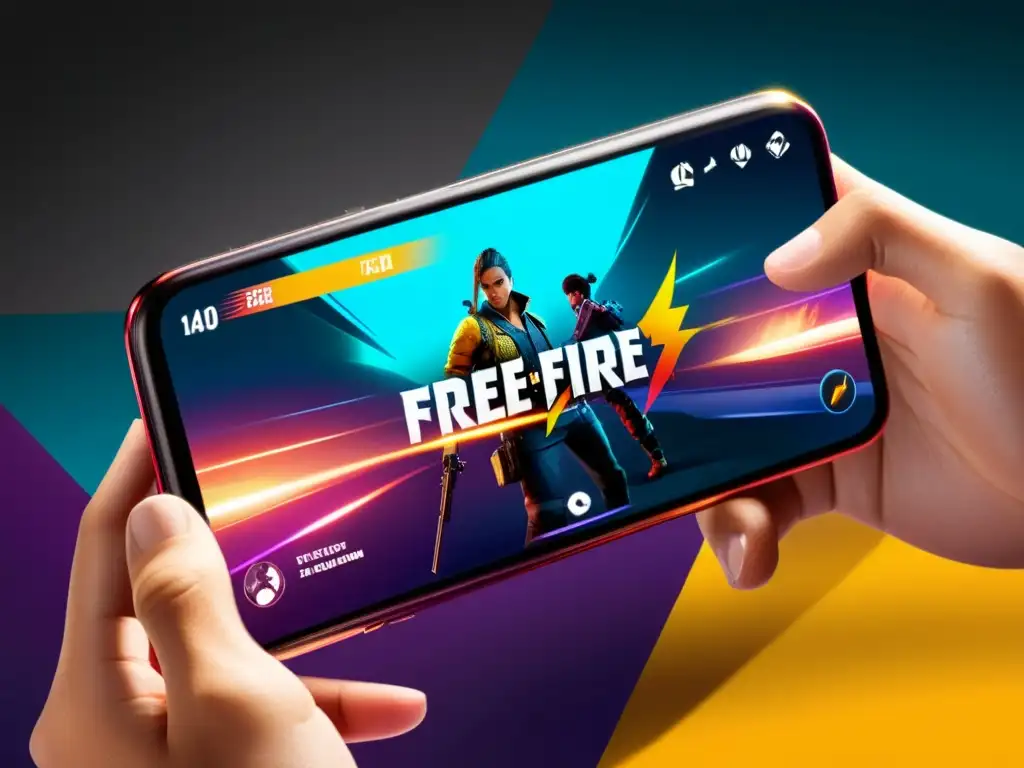 Personaliza tu estrategia en Free Fire: control preciso Intensa batalla en pantalla de smartphone con las mejores configuraciones de control para Free Fire