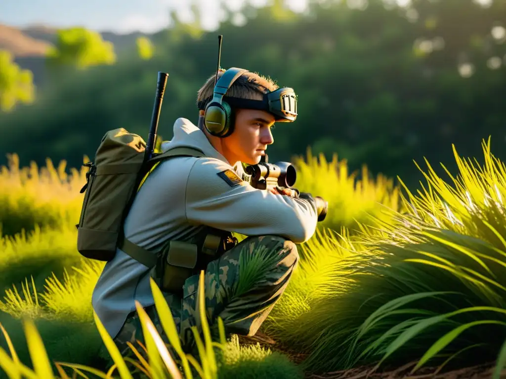 Maestría en Camuflaje en FreeFire: Jugador Invisiblemente Astuto Un jugador de FreeFire expertamente camuflado en la maleza, mostrando las mejores estrategias de camuflaje en el juego