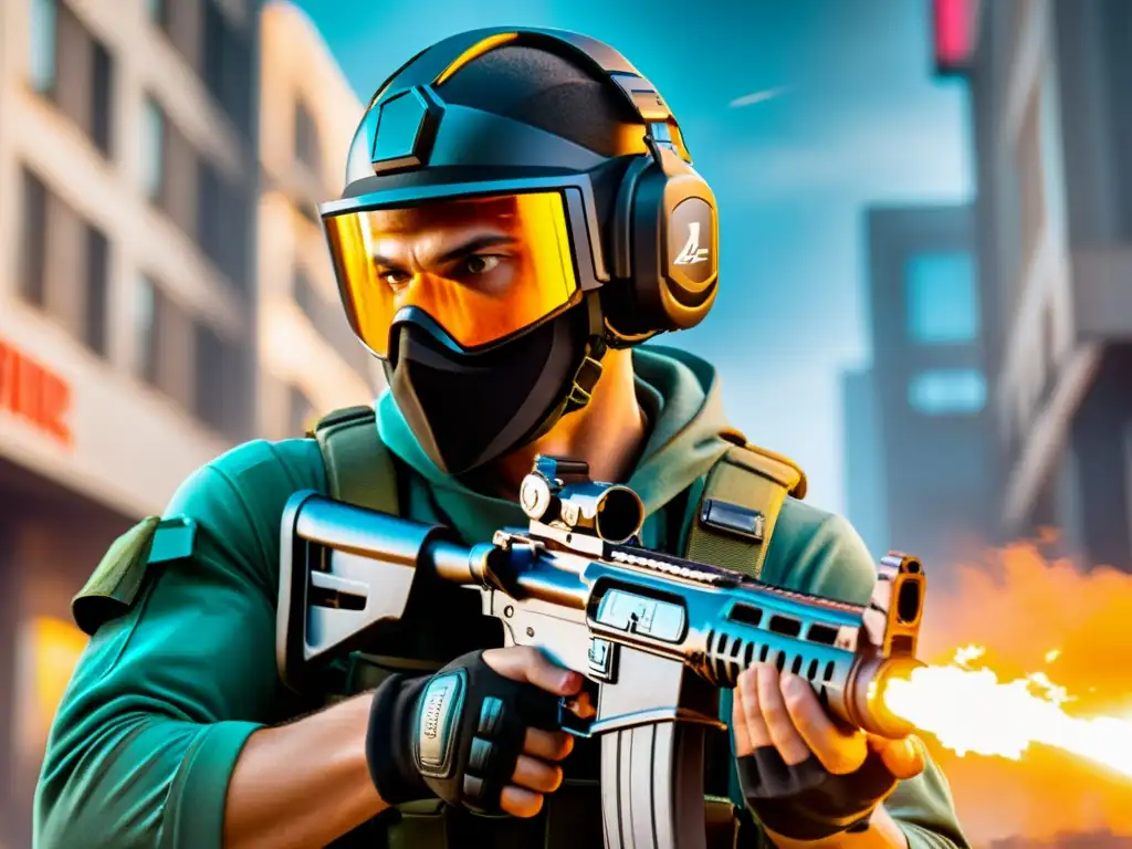 Un jugador de FreeFire maniobra estratégicamente en un entorno urbano, con determinación