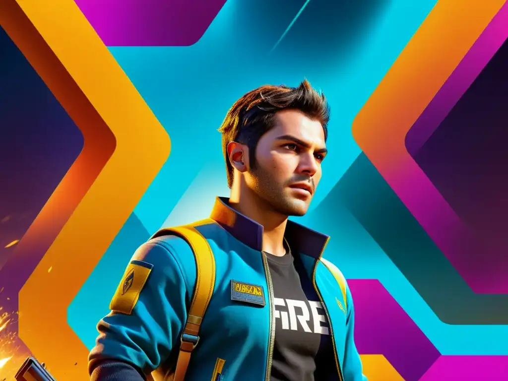 Maestría en Free Fire: Estrategia y Determinación en Acción Un jugador profesional de Free Fire navega estratégicamente a través de eventos del juego, con determinación y enfoque