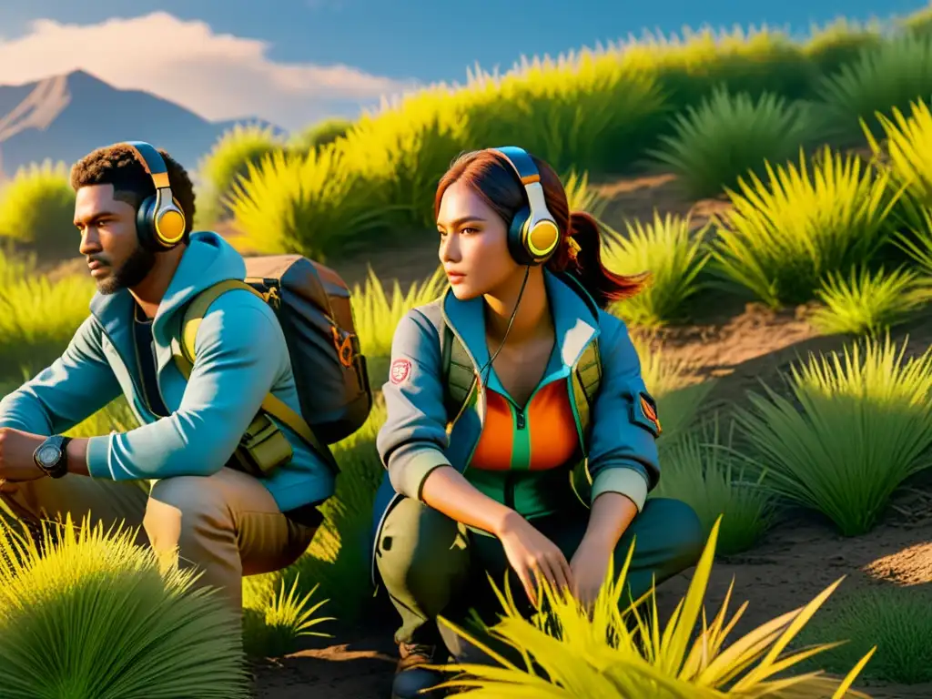 Maestría camuflaje: jugadores expertos se ocultan en FreeFire Jugadores de FreeFire camuflados en la hierba, listos para actuar con las mejores estrategias de camuflaje en FreeFire