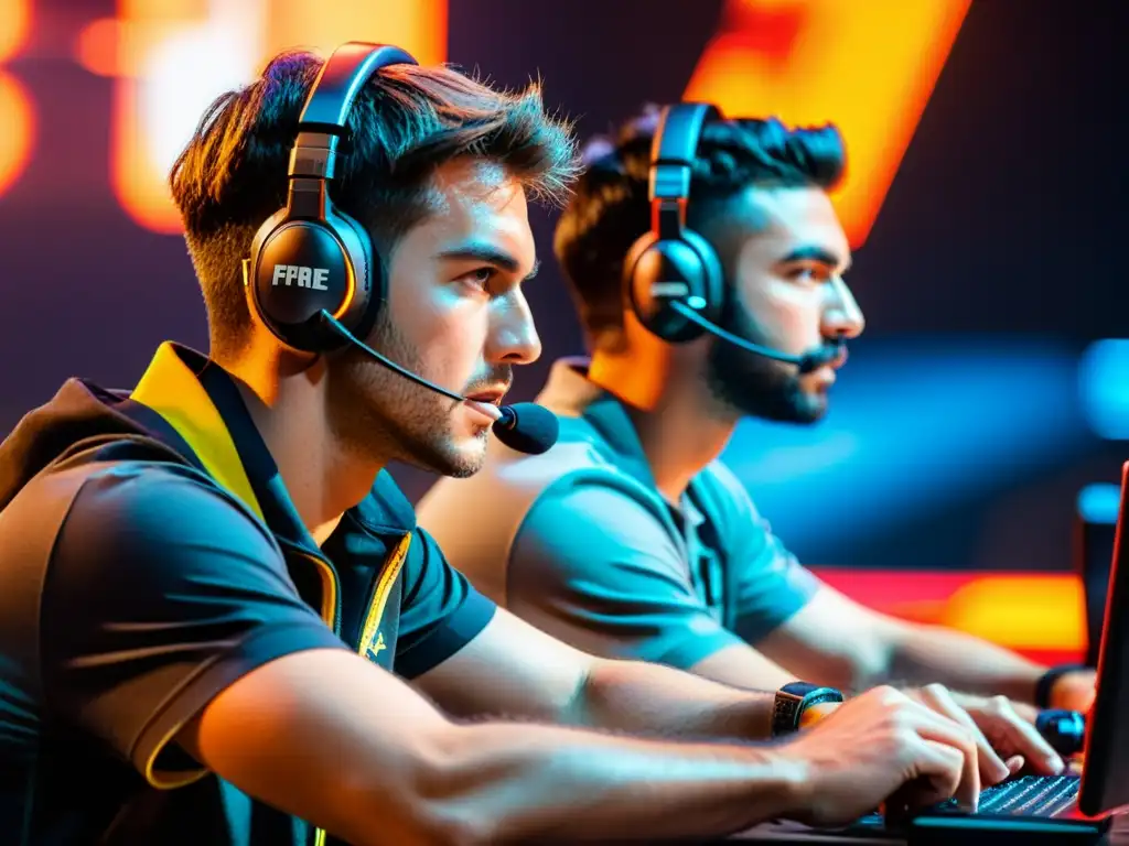 Duelo épico: Jugadores profesionales de Free Fire en acción intensa Dos jugadores profesionales de Free Fire en un intenso combate, demostrando determinación y enfoque