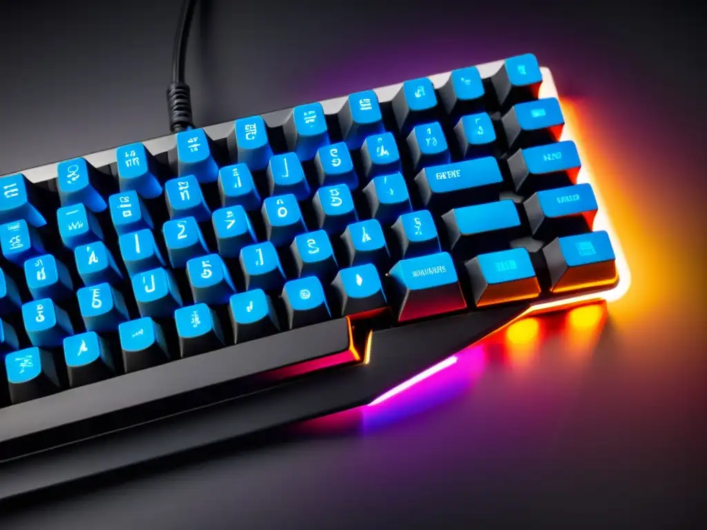 Manos rápidas en teclado gaming vibrante Las manos ágiles de un jugador de Free Fire sobre un teclado iluminado, captando la intensidad del juego