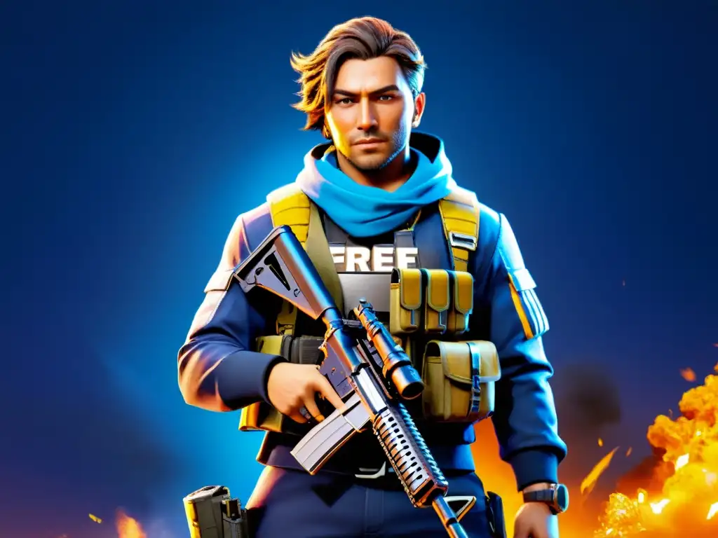 Combate urbano: Carga letal en Free Fire Personaje de Free Fire con mejores combinaciones de armas en ambiente urbano