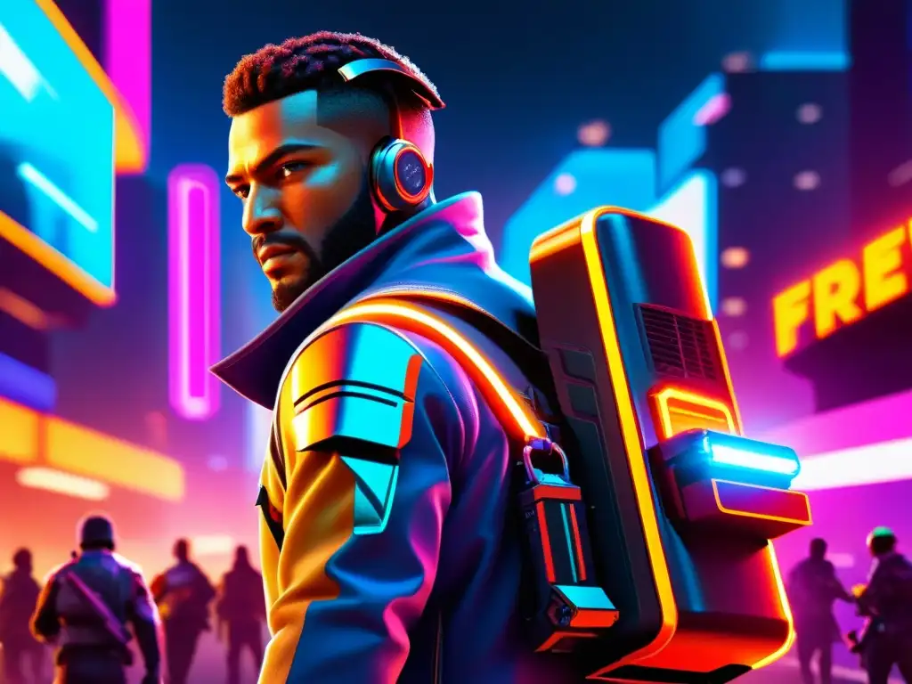 Guerrero de FreeFire desata habilidad única en batalla Un personaje de FreeFire muestra sus mejores habilidades en medio de una intensa batalla urbana futurista