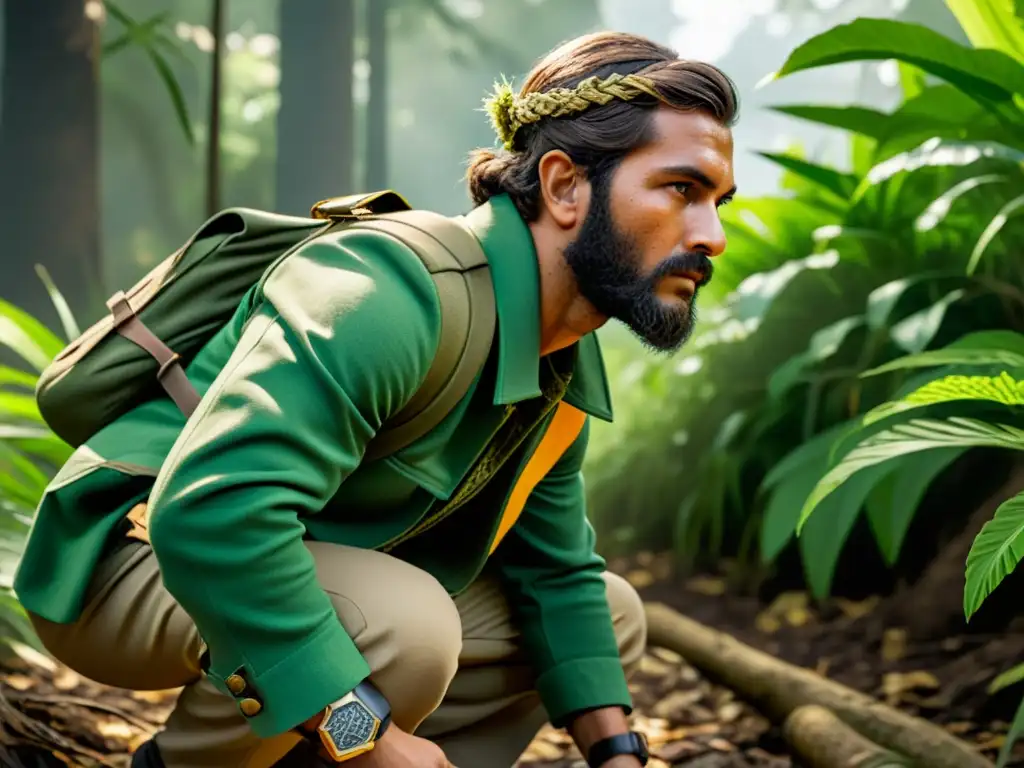 Un personaje de Free Fire con traje de camuflaje en la densa jungla