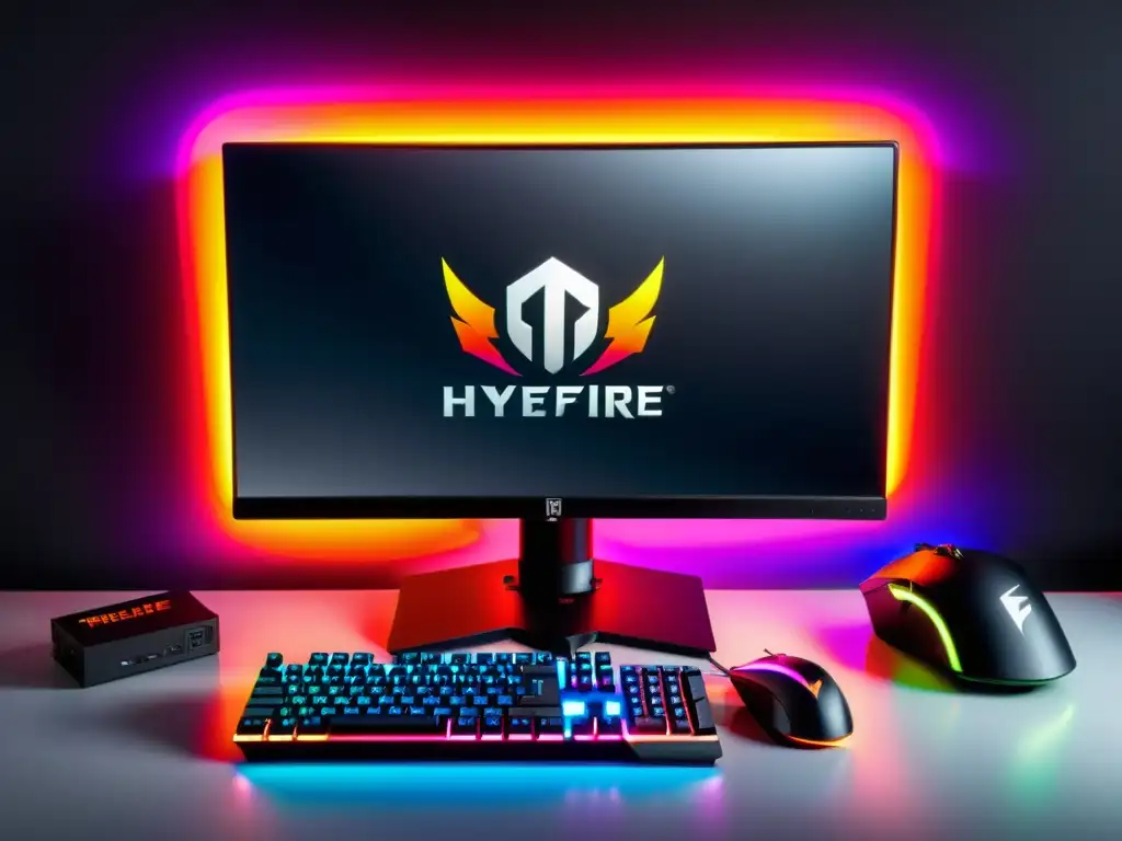 Setup de juego profesional con capturadora de video de alta gama Setup de gaming negro y moderno con capturadora de video conectada a PC potente