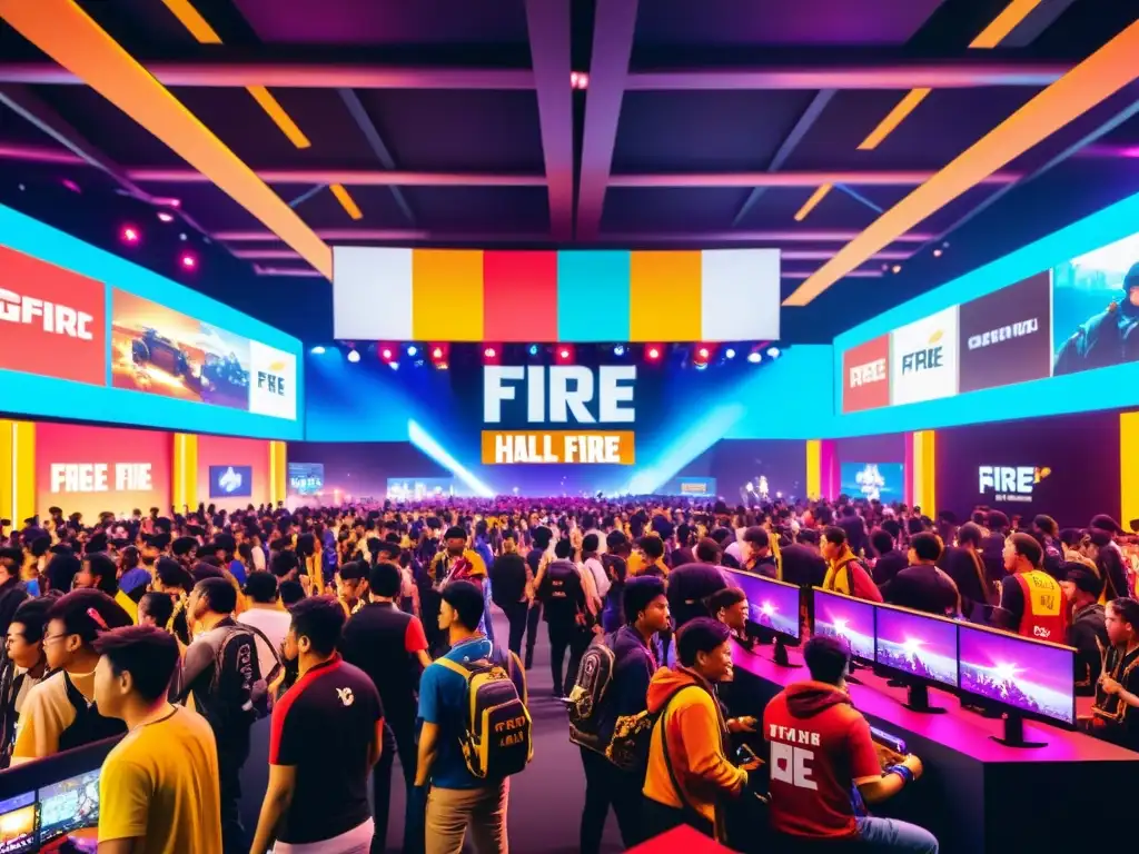 Convención de Free Fire: emoción y comunidad gaming Vibrante convención de Free Fire con jugadores, influencers y actualizaciones