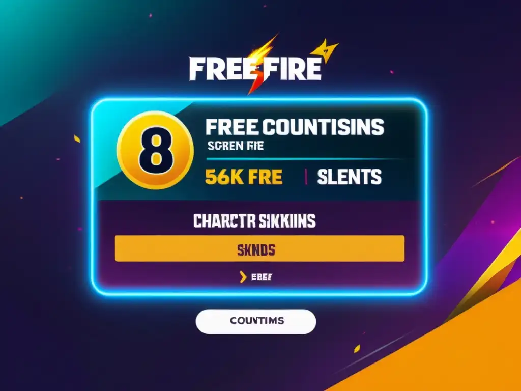 Evento de Free Fire: Skins, Monedas y Más en Detalle Vibrante pantalla de evento en Free Fire con las mejores recompensas y diseño detallado