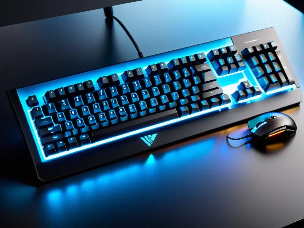 Teclado gaming retroiluminado para Free Fire Vista impresionante del teclado gaming retroiluminado en una configuración minimalista